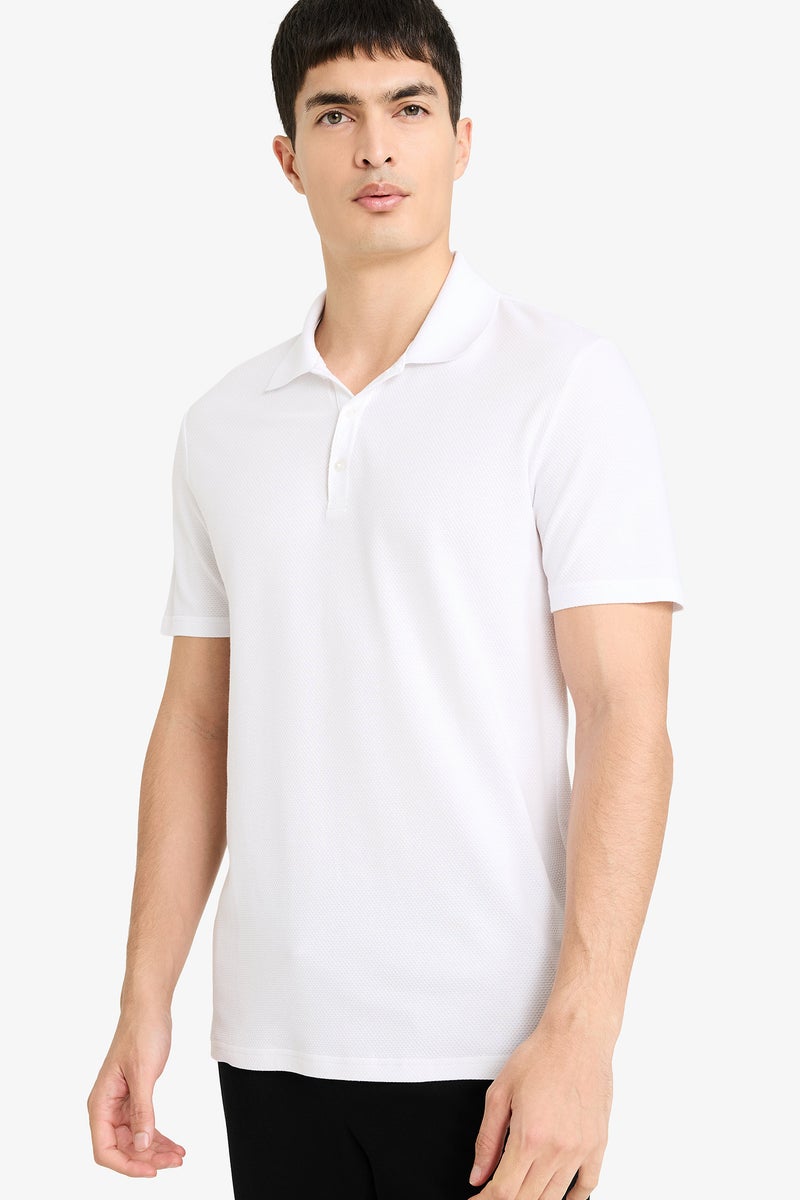 DeFacto White Man Slim Fit Short Sleeve Polo T-Shirt Casual - Image 1